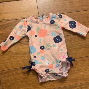 Ruffle Butts Floral Baby Long Sleeve Swim Suit